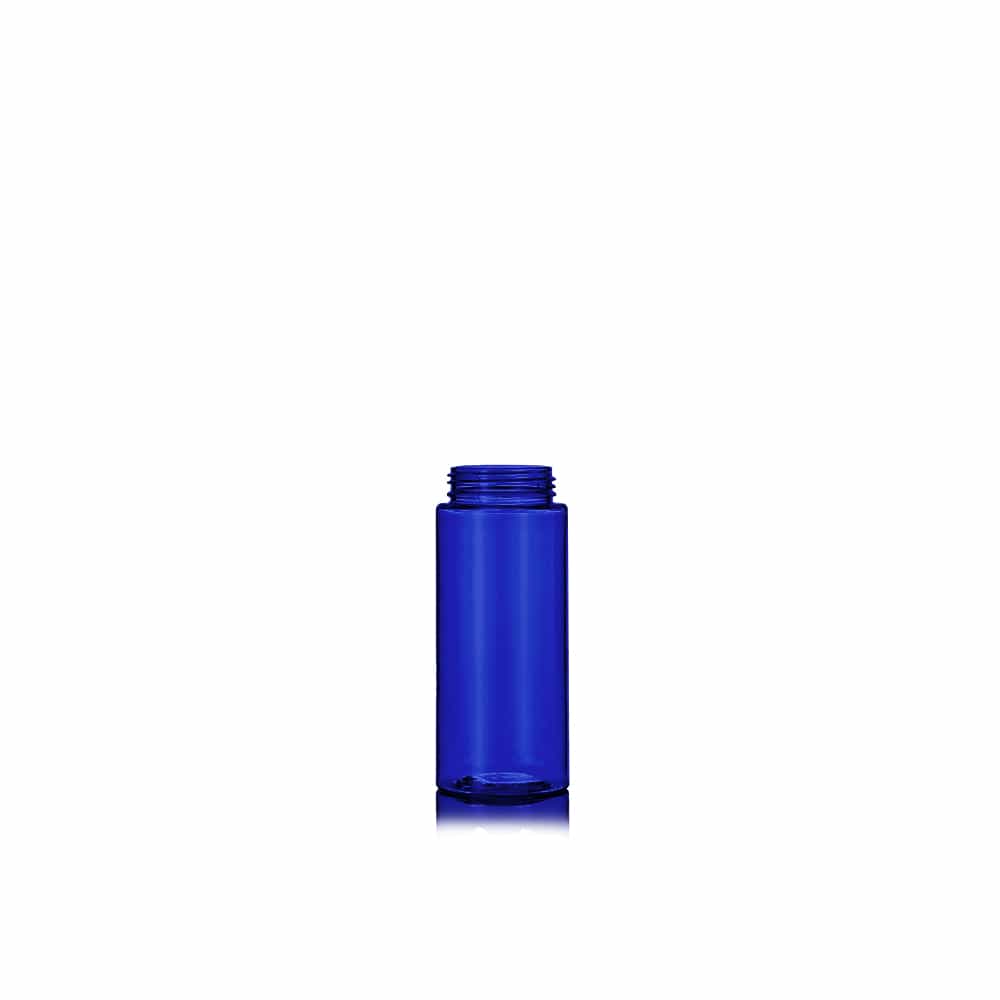 1 oz Blue PET Cylinder Round Bottle with 20-410 neck finish