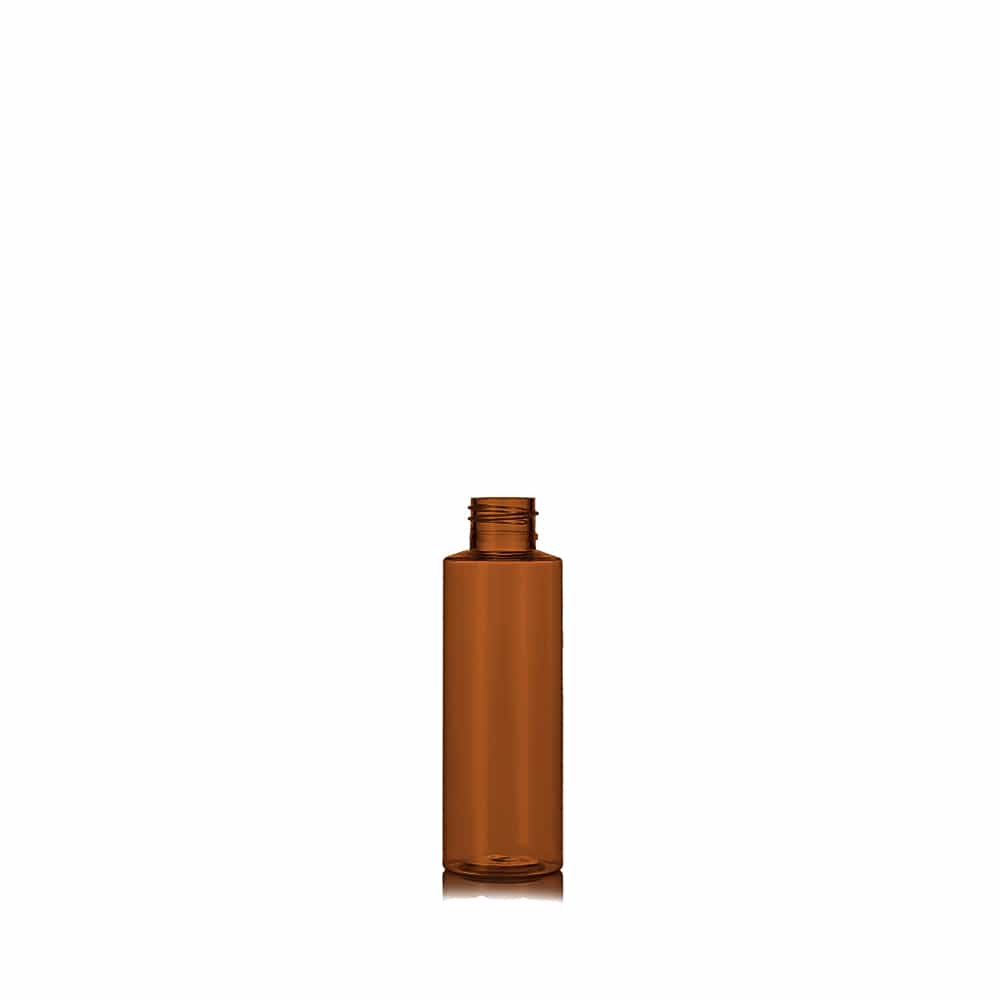 2 oz Amber PET Cylinder Round Bottle with 20-410 neck finish