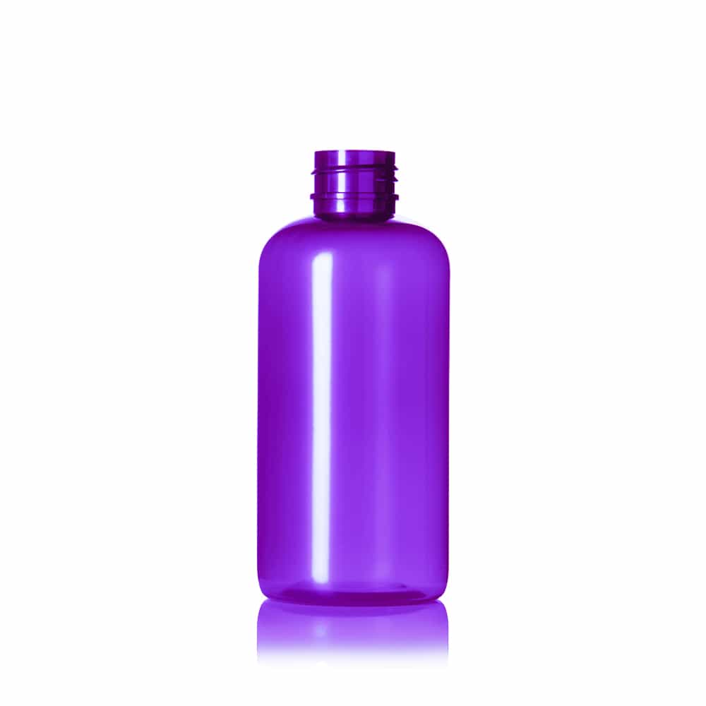 4 oz Purple PET Modern Round Bottle with 24-410 neck finish