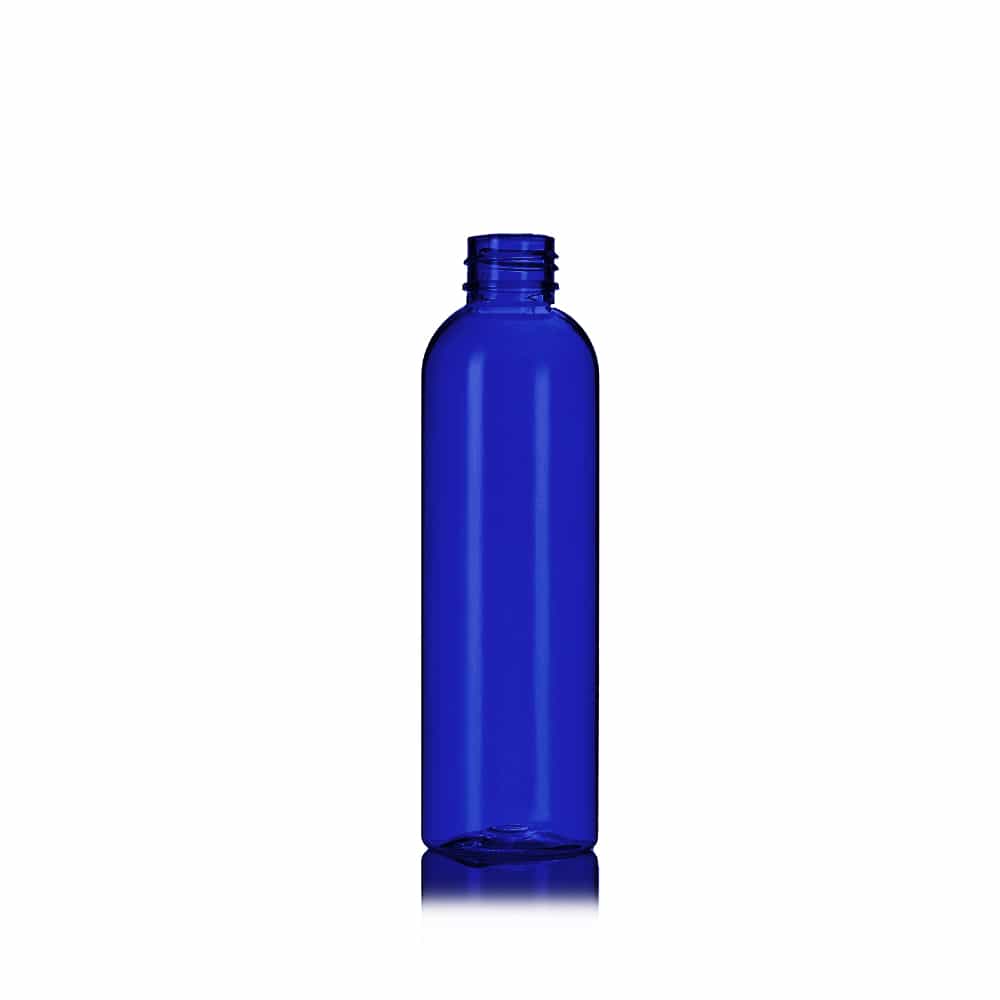 6 oz Blue PET Cosmo Bottle with 24-410 neck finish