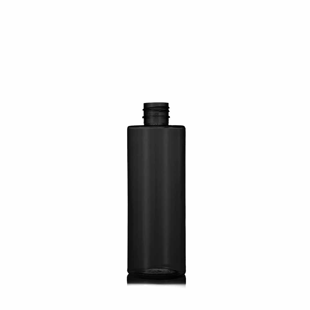 8 oz Black PET Cylinder Round Bottle with 24-410 neck finish