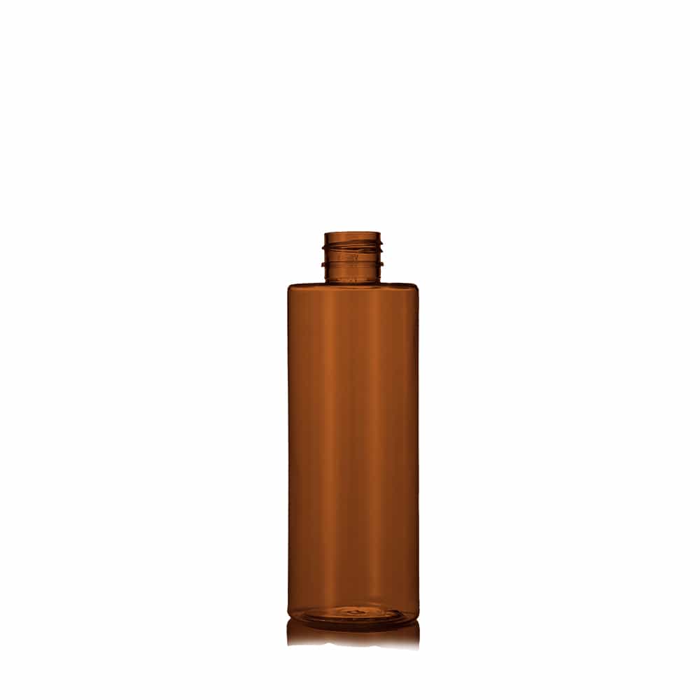 8 oz Amber PET Cylinder Round Bottle with 24-410 neck finish