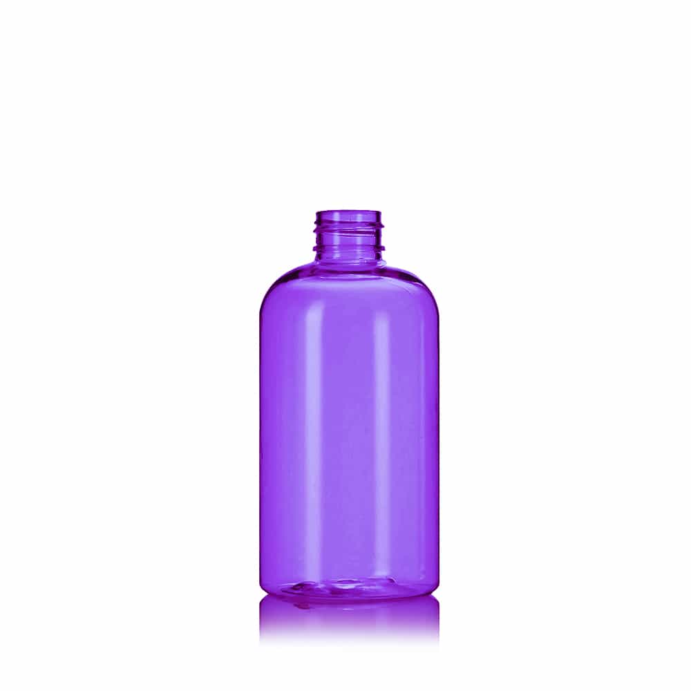 8 oz Purple PET Boston Round Bottle with 24-410 neck finish