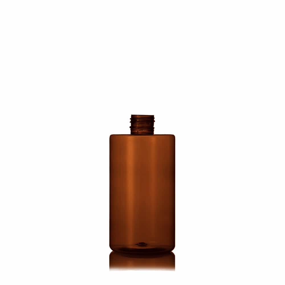 10 oz Amber PET Cylinder Round Bottle with 24-410 neck finish