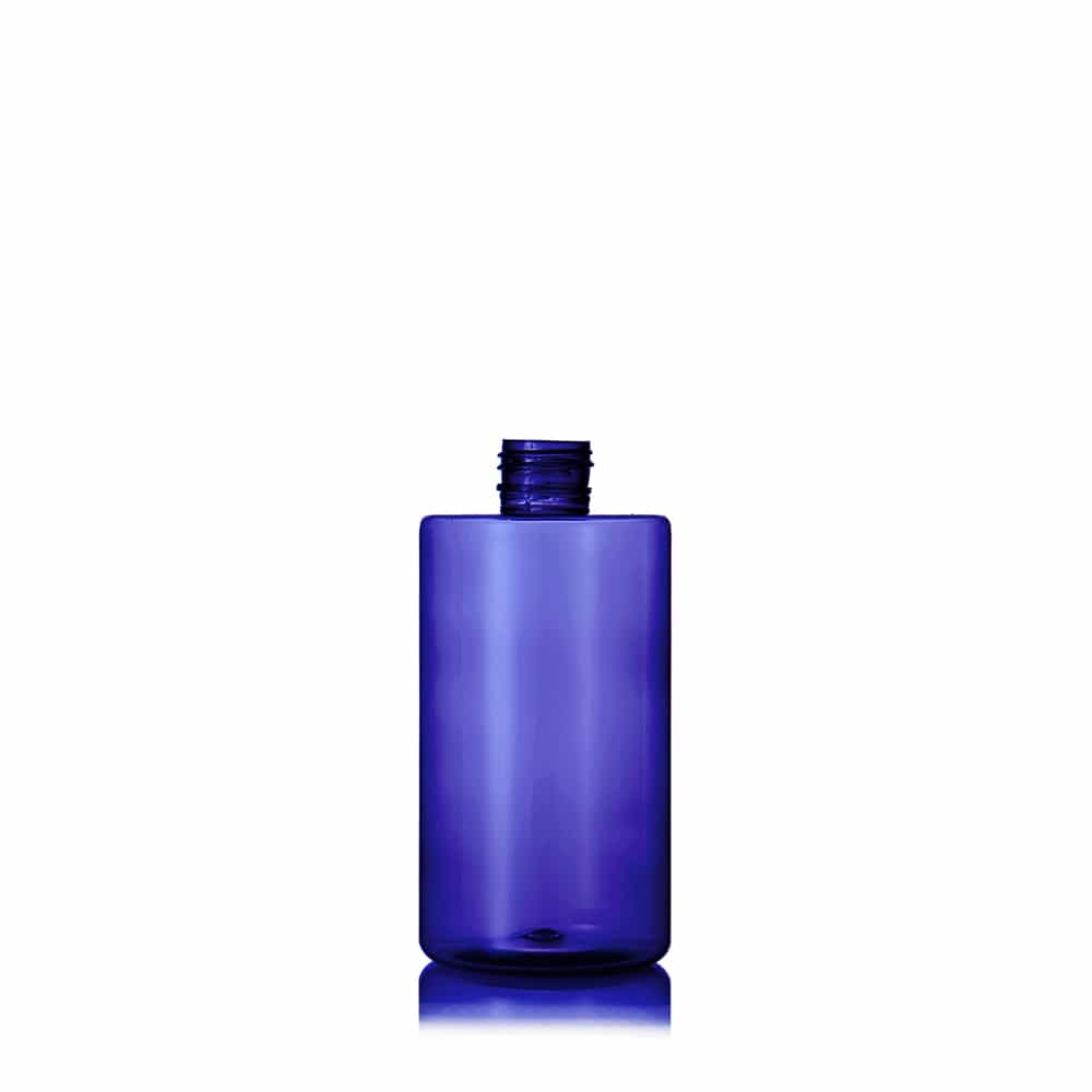 10 oz Blue PET Cylinder Round Bottle with 24-410 neck finish