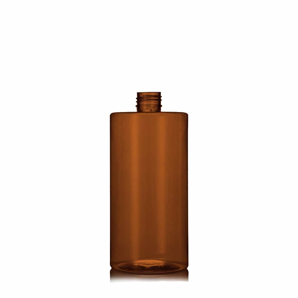 16 oz Amber PET Cylinder Round Bottle with 24-410 neck finish
