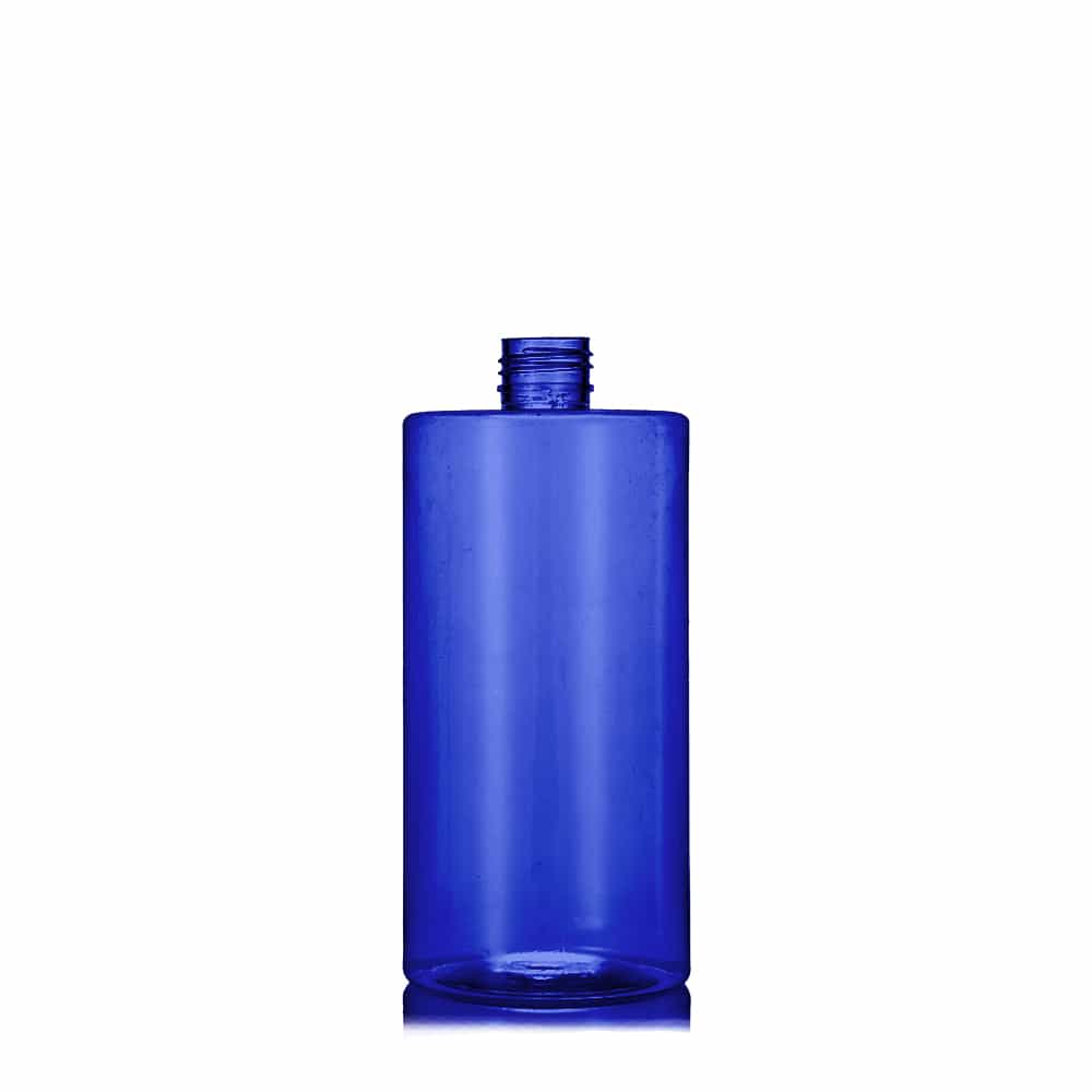 16 oz Blue PET Cylinder Round Bottle with 24-410 neck finish