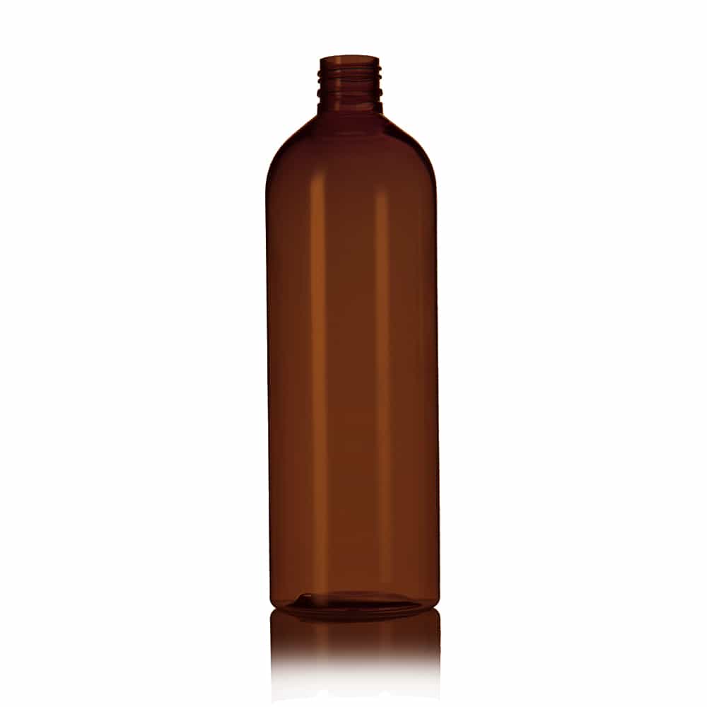 16 oz Amber PET Bullet Bottle with 24-410 neck finish