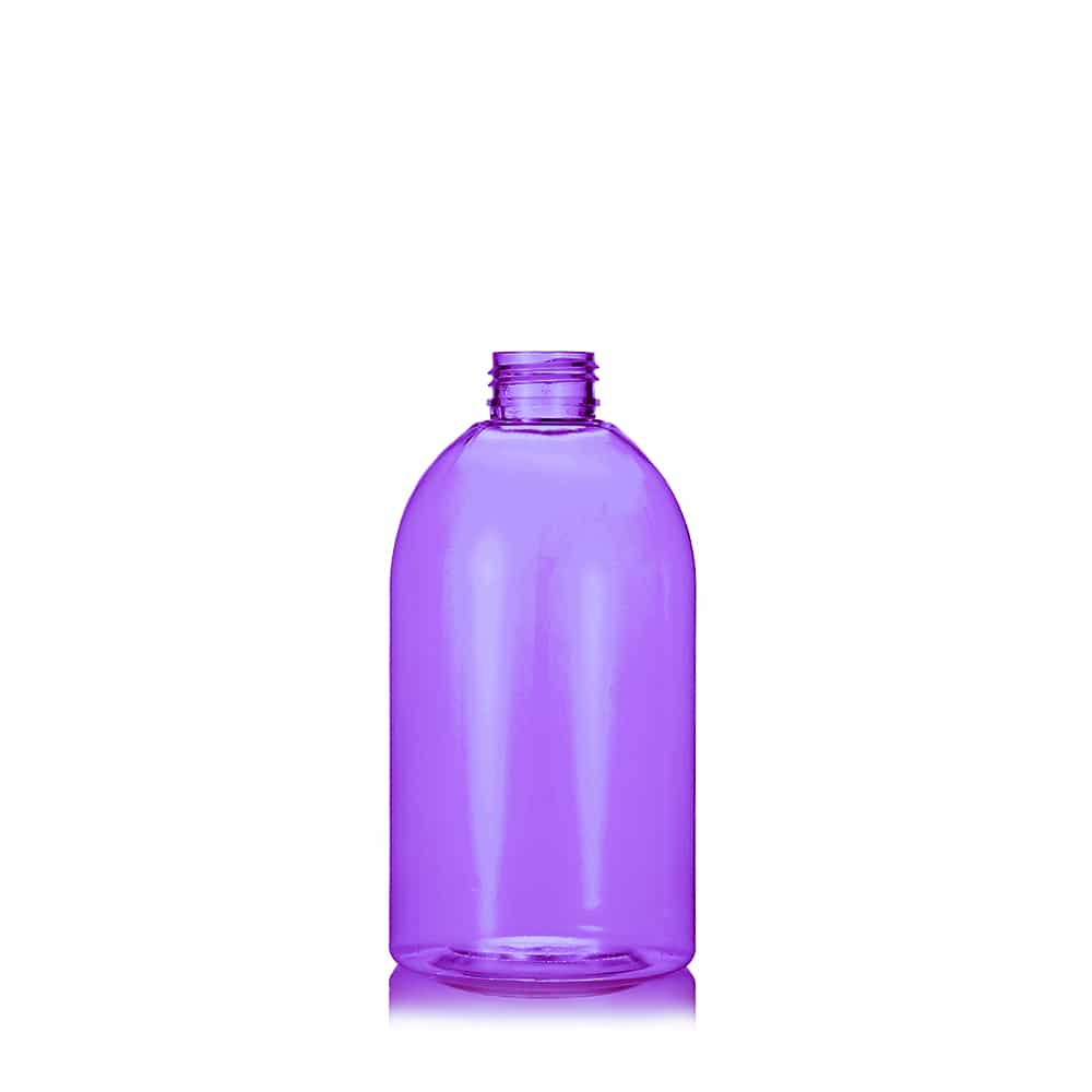 16 oz Purple PET Boston Round Bottle with 28-410 neck finish