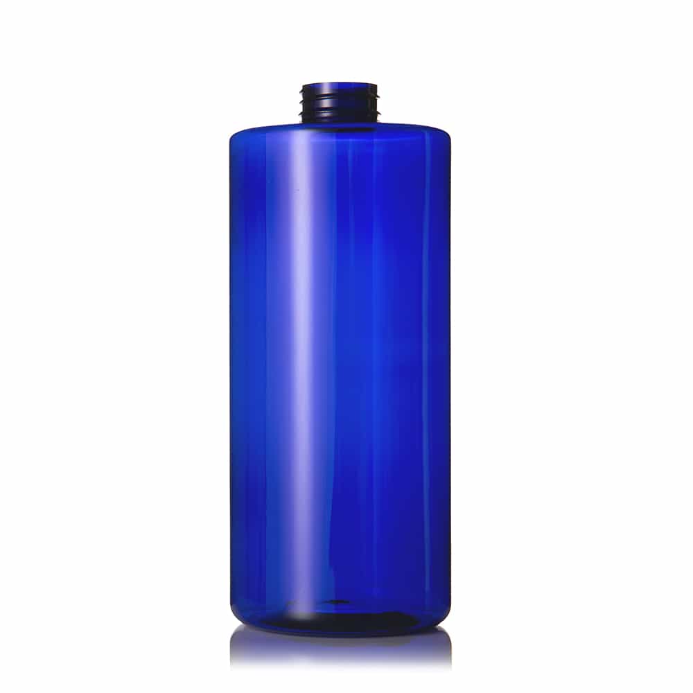32 oz Blue PET Cylinder Round Bottle with 32-400 neck finish