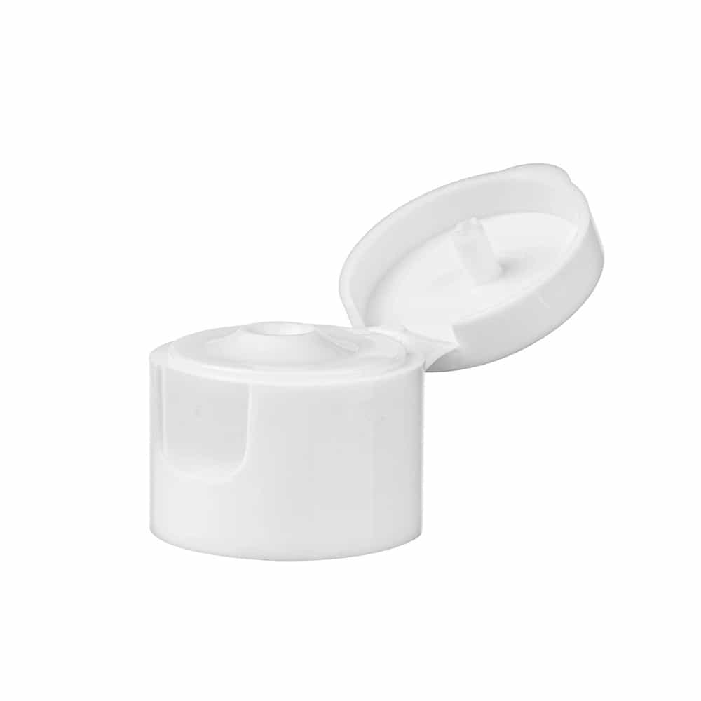 White PP Smooth Flip Top Cap with 20-410 neck finish and Heat Induction Seal