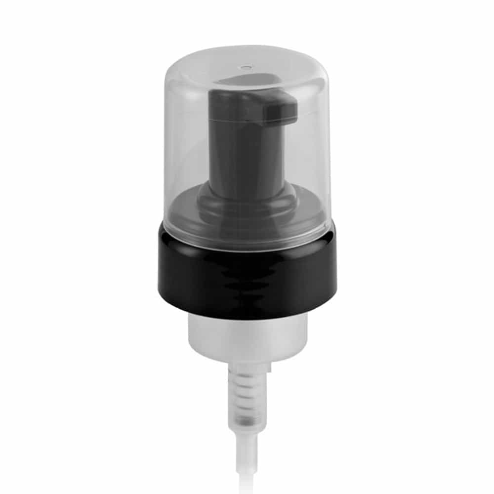 Black PP Foaming Pump with 42-410 neck finish and 4" Dip Tube, 0.4 cc Output