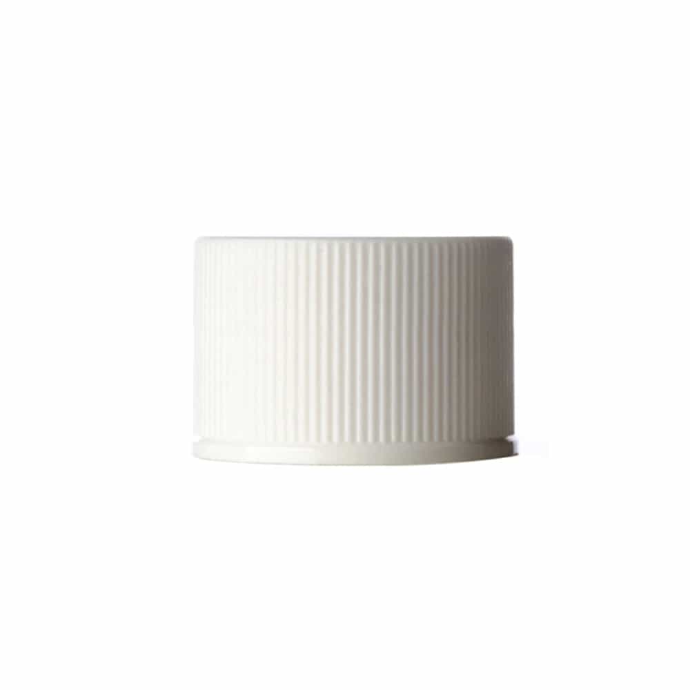 White PP Ribbed Lid with 20-410 neck finish and Universal Seal