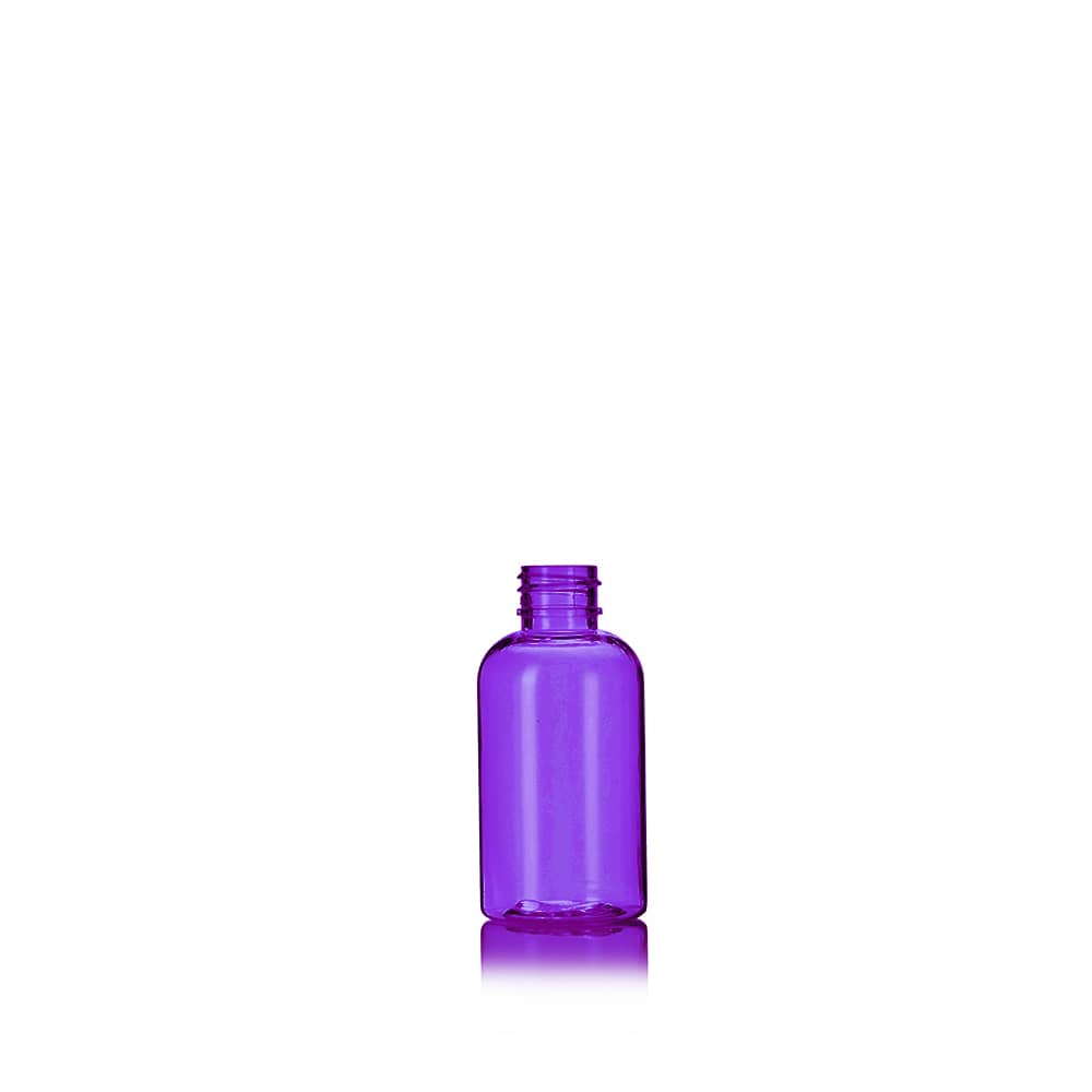 2 oz Purple PET Boston Round Bottle with 20-410 neck finish - Product image