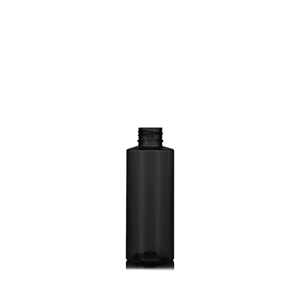 4 oz Black PET Cylinder Round Bottle with 24-410 neck finish - Product image