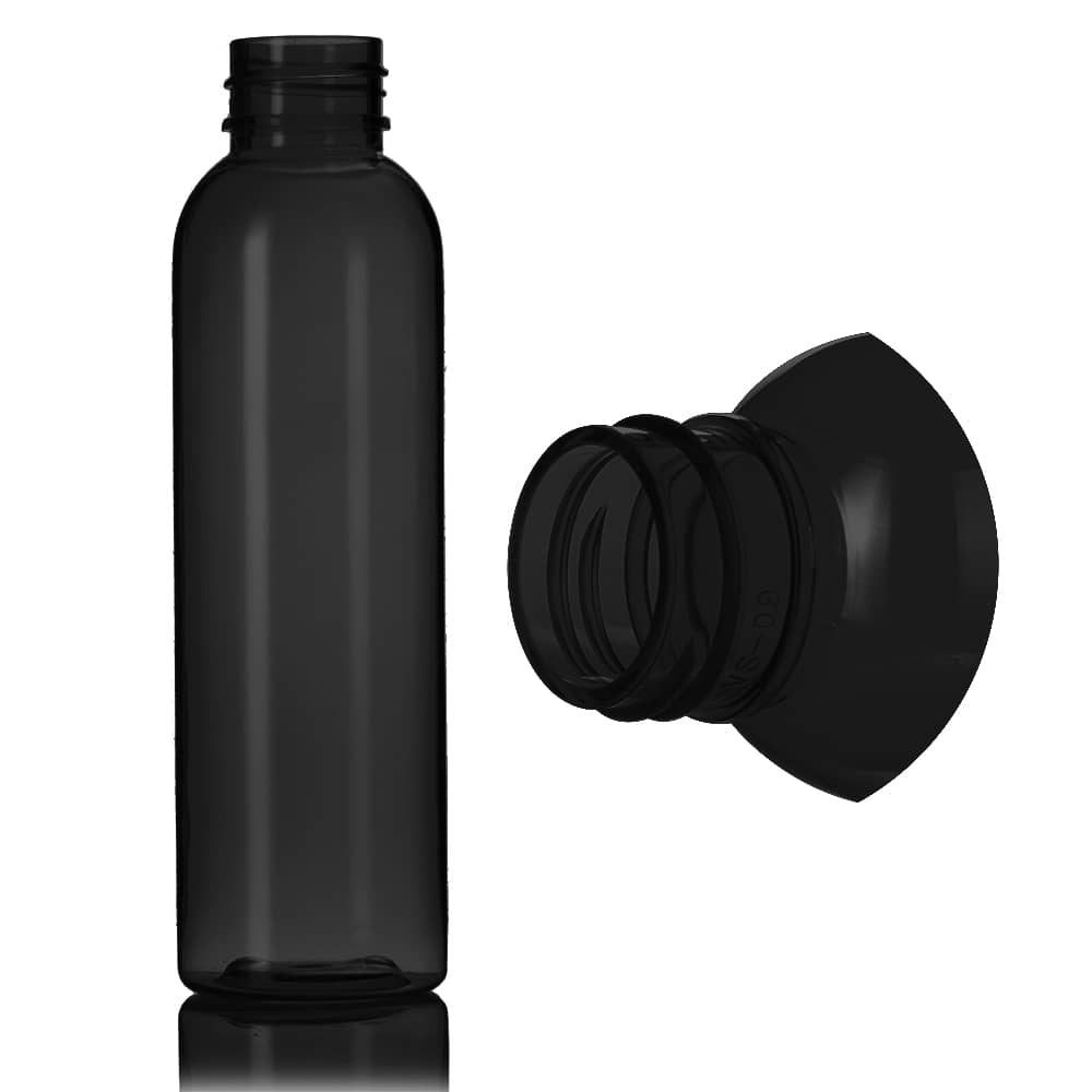 4 oz Black PET Bullet Bottle with 24-410 neck finish - Product image
