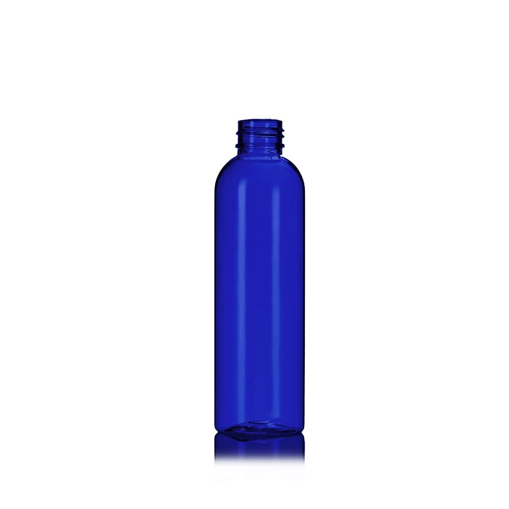 6 oz Blue PET Cosmo Bottle with 24-410 neck finish - Product image