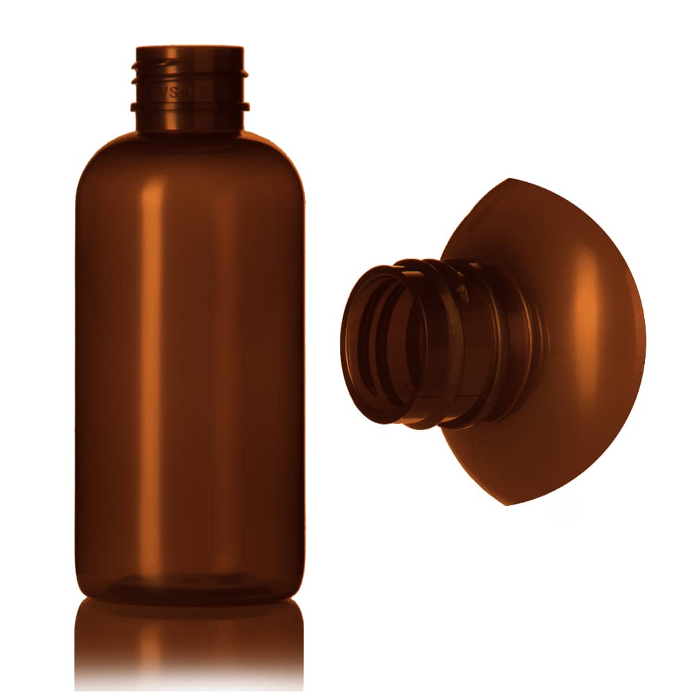 6 oz Amber PET Boston Tall Bottle with 24-410 neck finish - Product image
