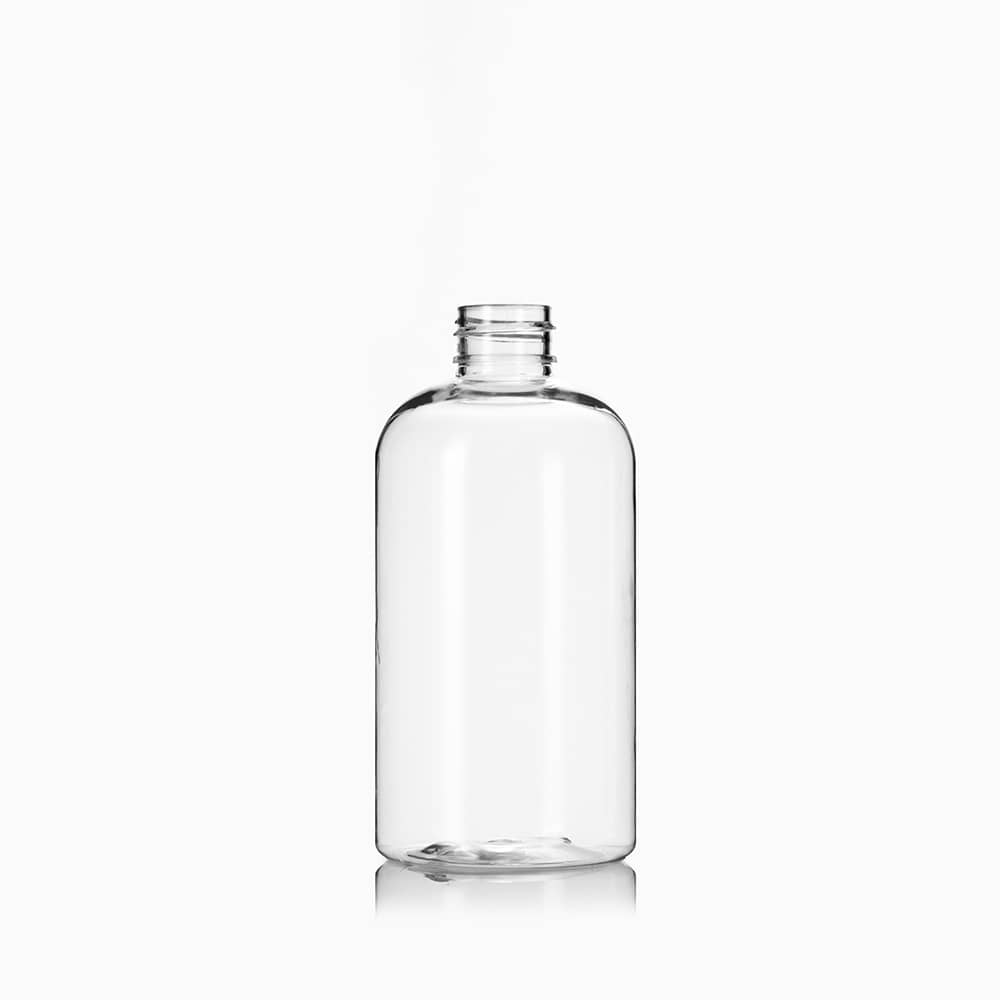8 oz Clear PET Boston Round Bottle with 24-410 neck finish - Product image