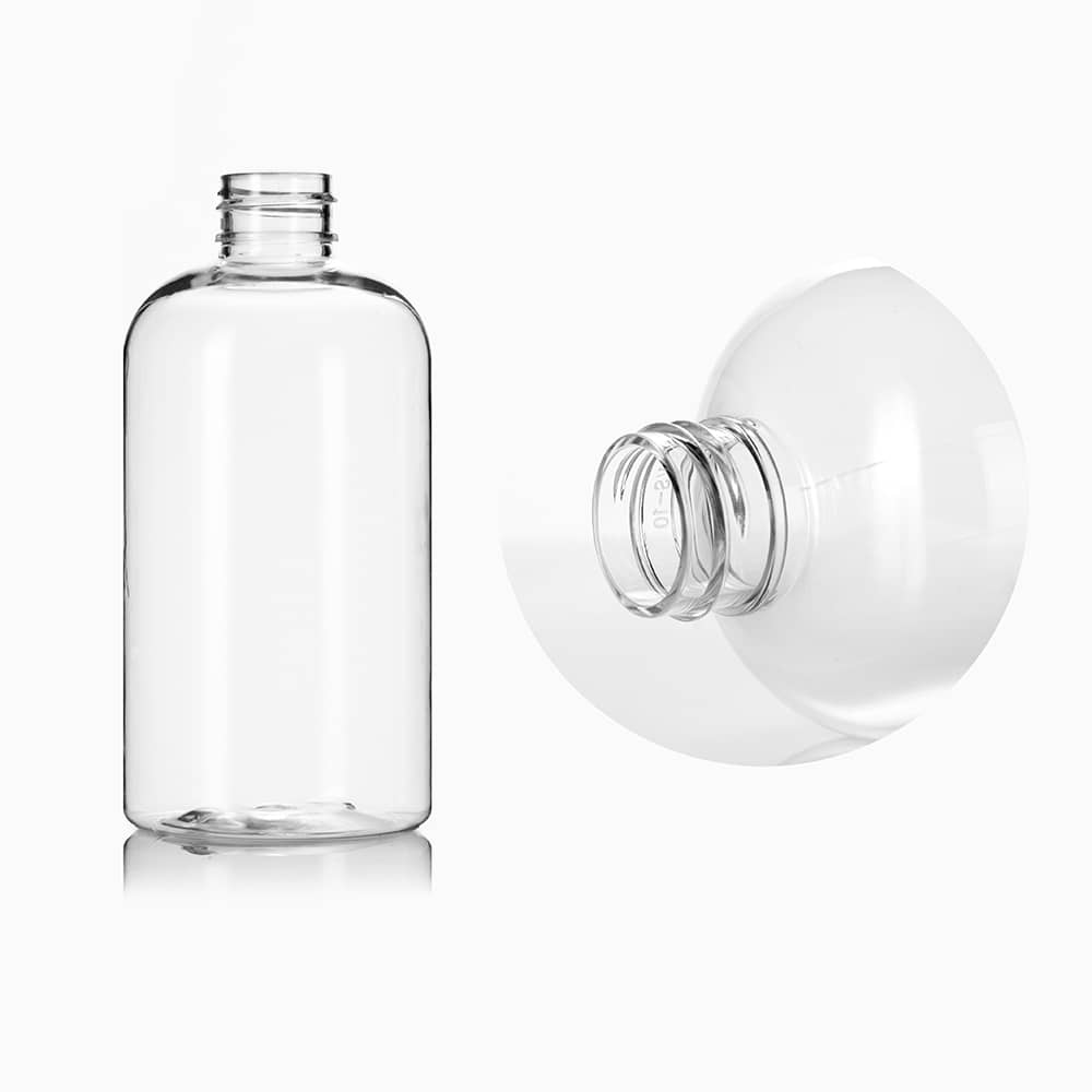8 oz Clear PET Boston Round Bottle with 24-410 neck finish - Product image