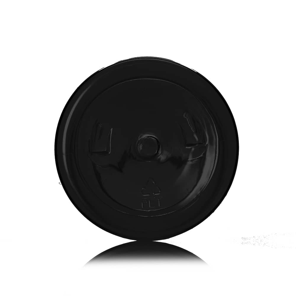 8 oz Black PET Boston Round Bottle with 24-410 neck finish - Product image