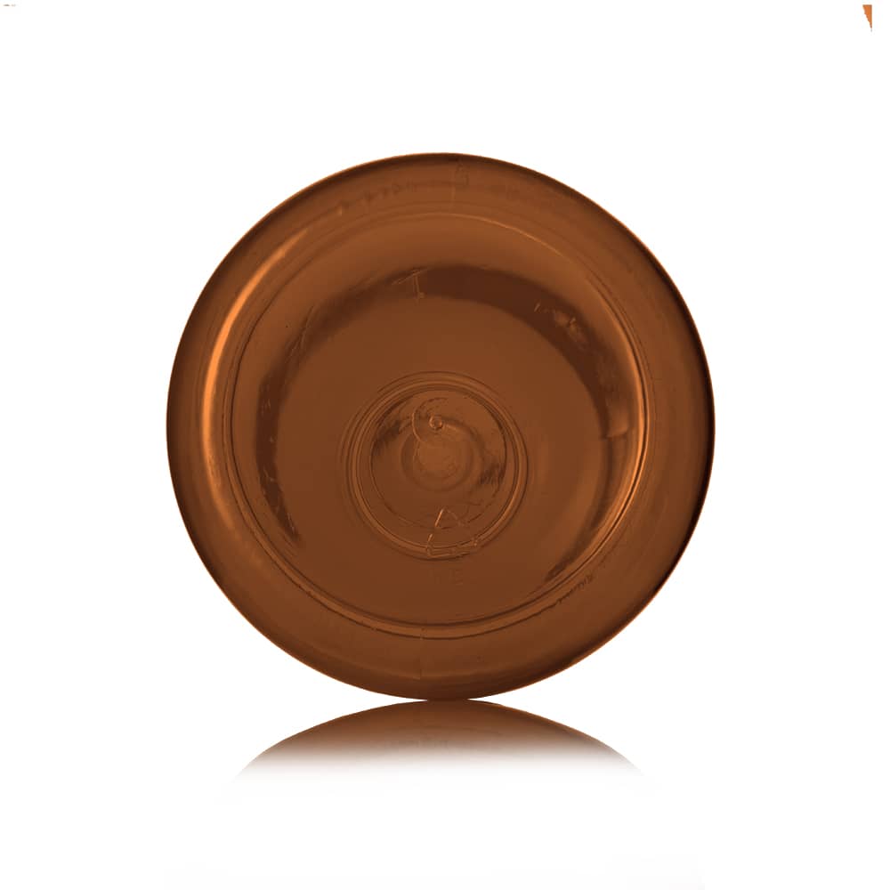 12 oz Amber PET Boston Round Bottle with 24-410 neck finish - Product image