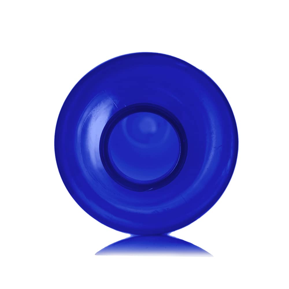 12 oz Blue PET Boston Round Bottle with 24-410 neck finish - Product image