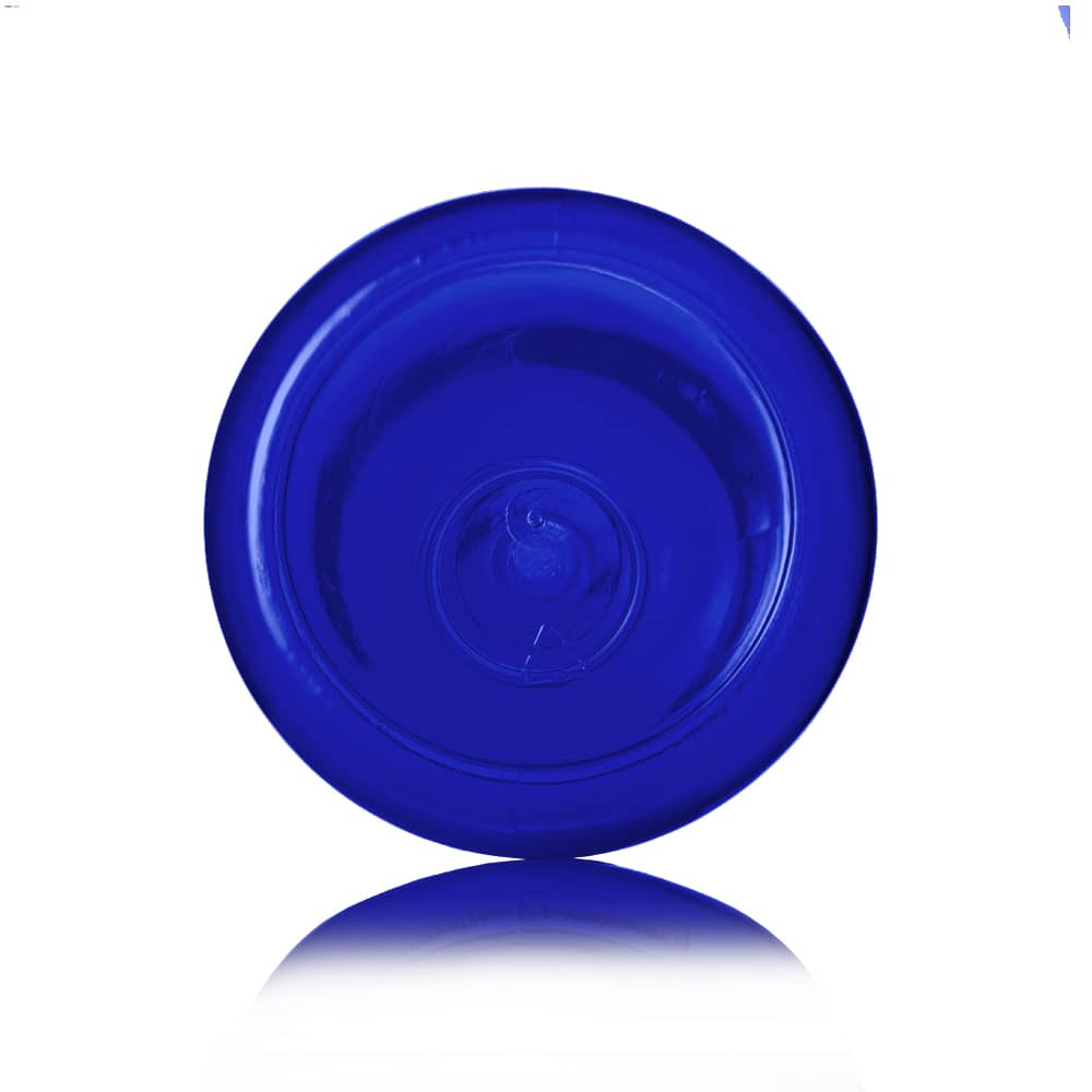 12 oz Blue PET Boston Round Bottle with 24-410 neck finish - Product image