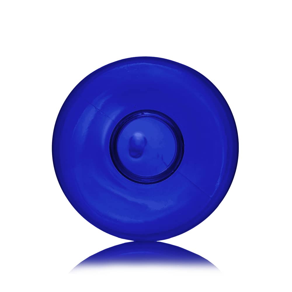16 oz Blue PET Boston Round Bottle with 28-410 neck finish - Product image