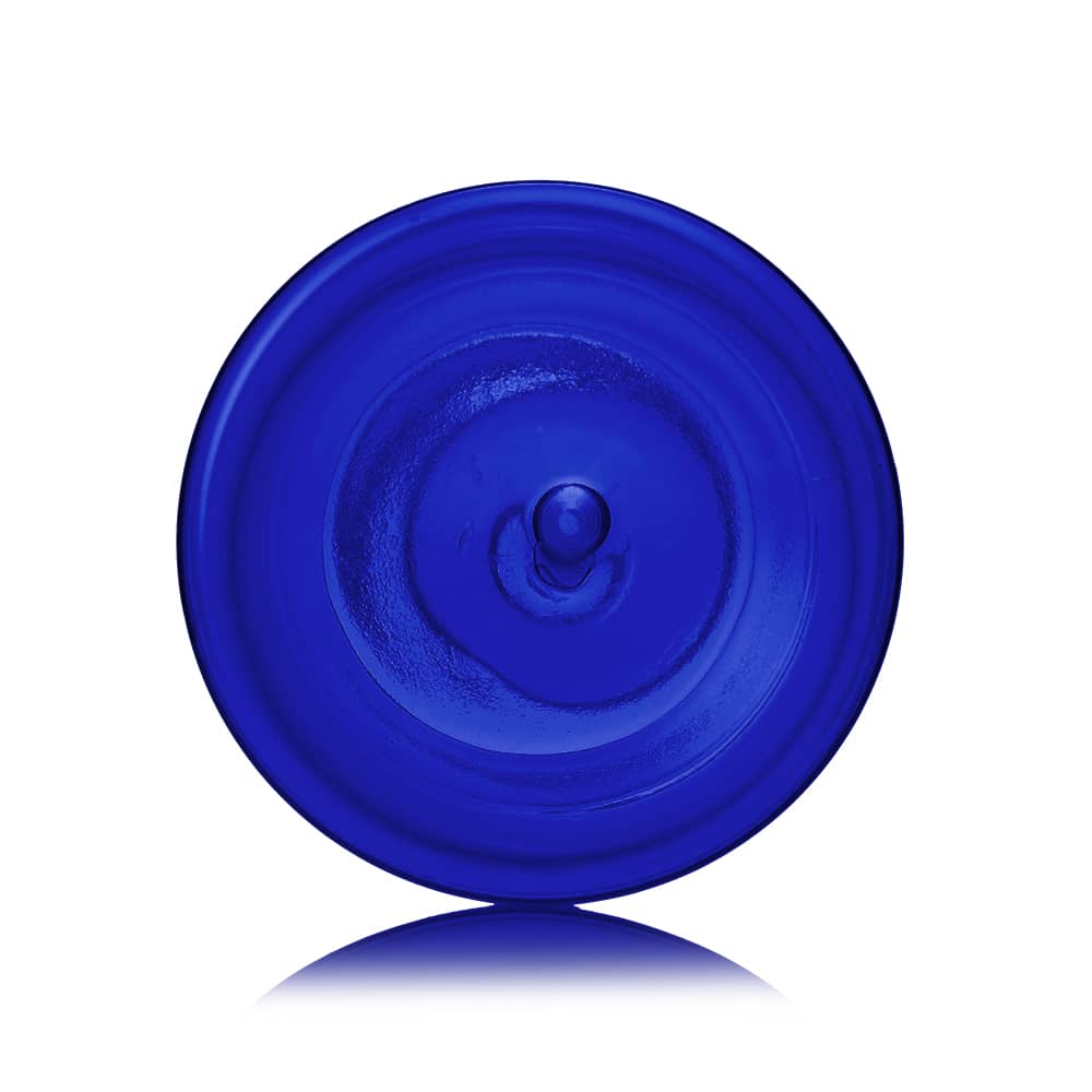 16 oz Blue PET Boston Round Bottle with 28-410 neck finish - Product image