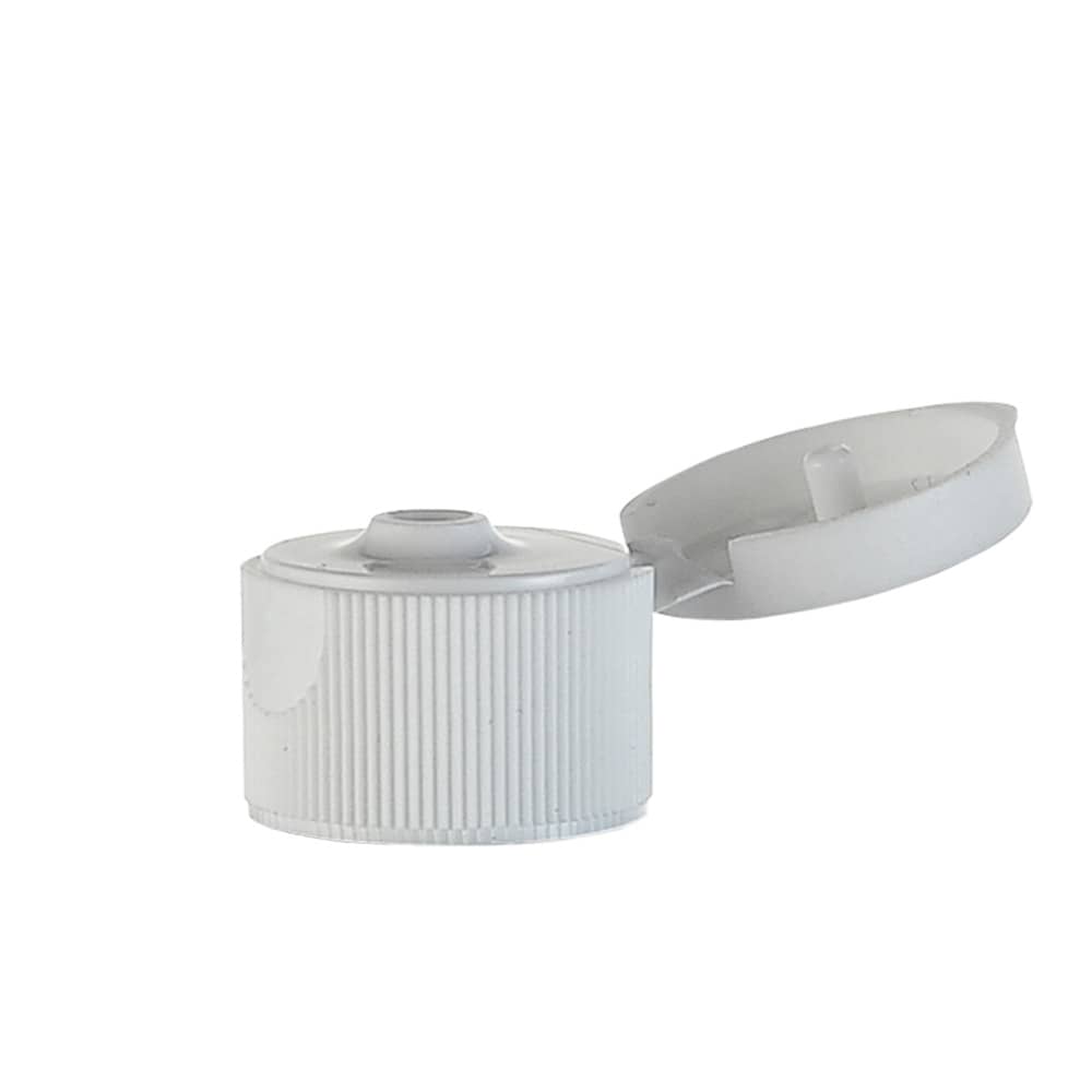 White PP Ribbed Flip Top Cap with 20-410 neck finish - Product image
