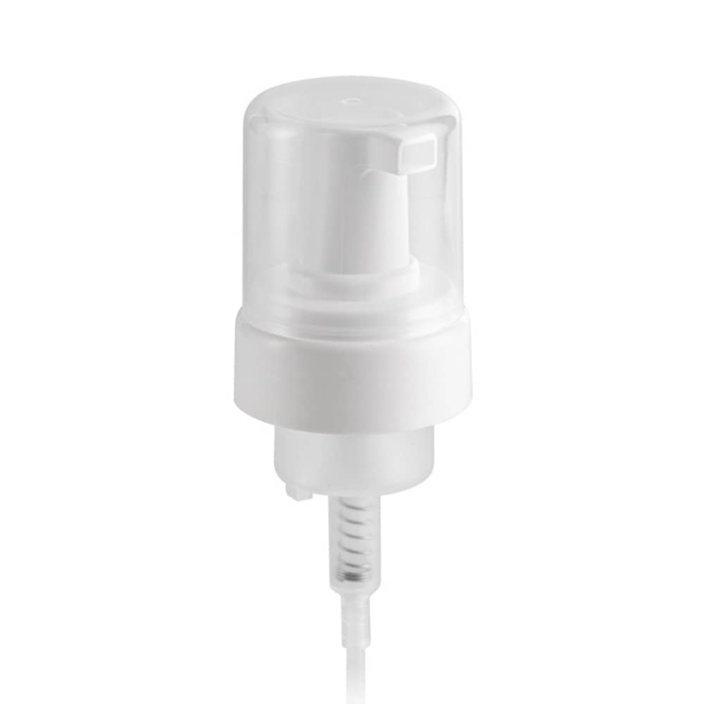 White PP Foaming Pump with 42-410 neck finish and 3" Dip Tube, 0.4 cc Output - Product image