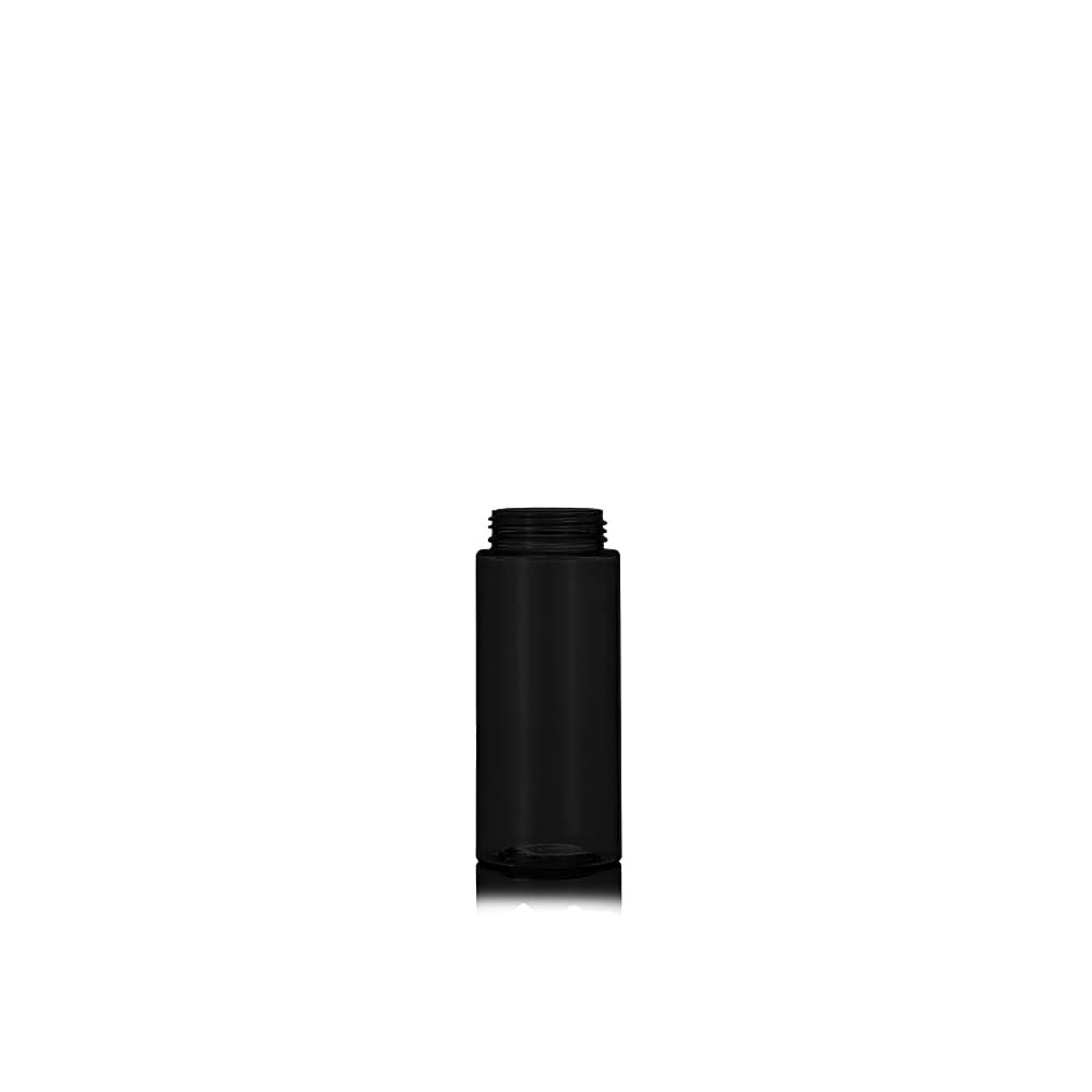 1 oz Black PET Cylinder Round Bottle with 20-410 neck finish - Product image