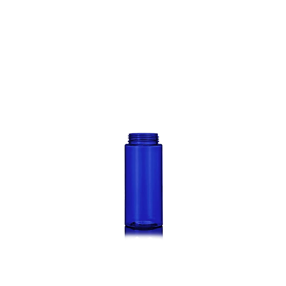 1 oz Blue PET Cylinder Round Bottle with 20-410 neck finish - Product image