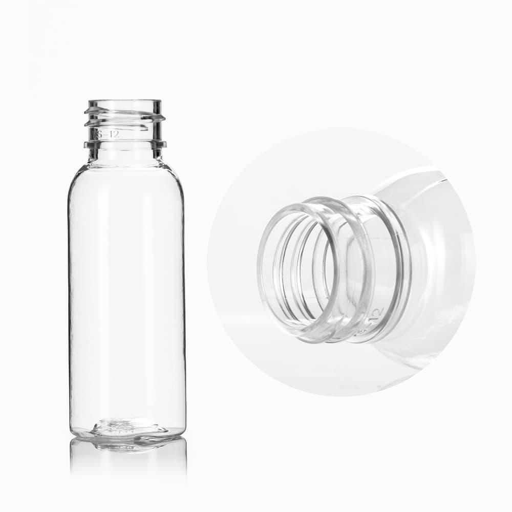 1 oz Clear PET Cosmo Bottle with 20-410 neck finish - Product image