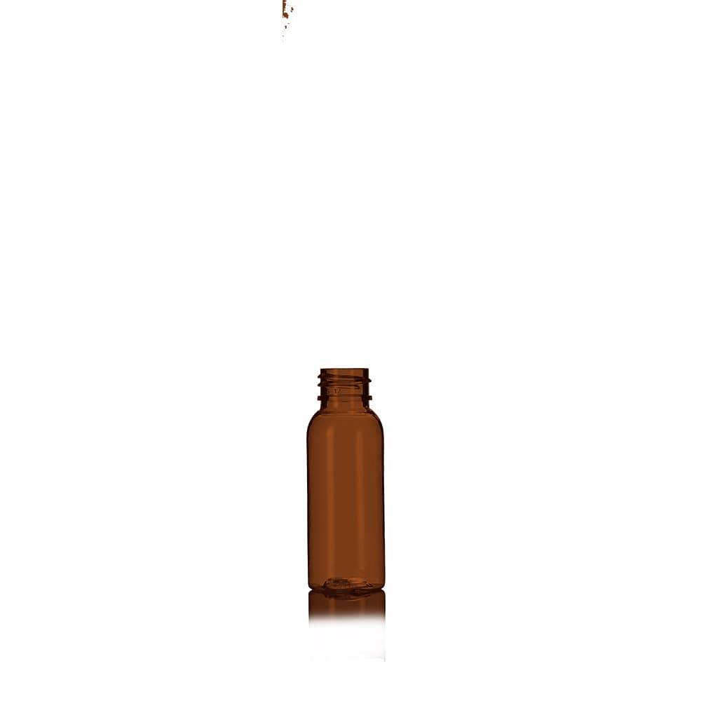 1 oz Amber PET Cosmo Bottle with 20-410 neck finish - Product image