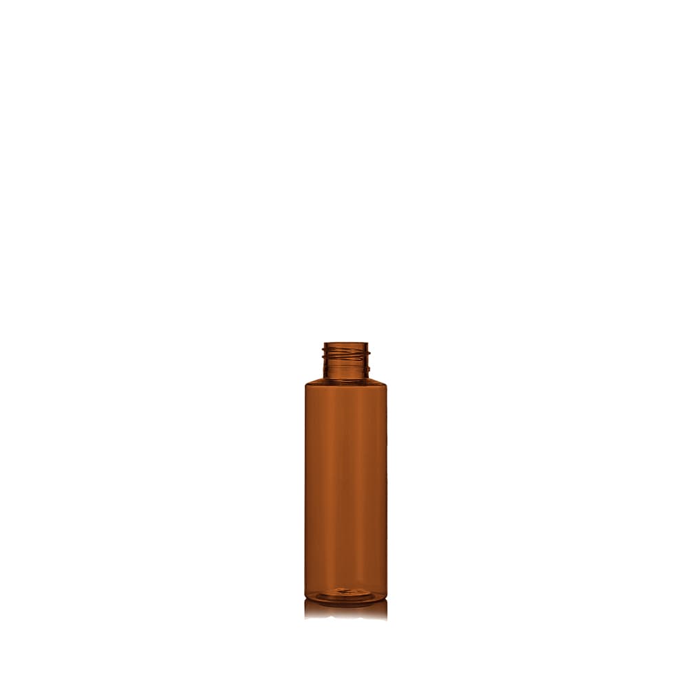 2 oz Amber PET Cylinder Round Bottle with 20-410 neck finish - Product image