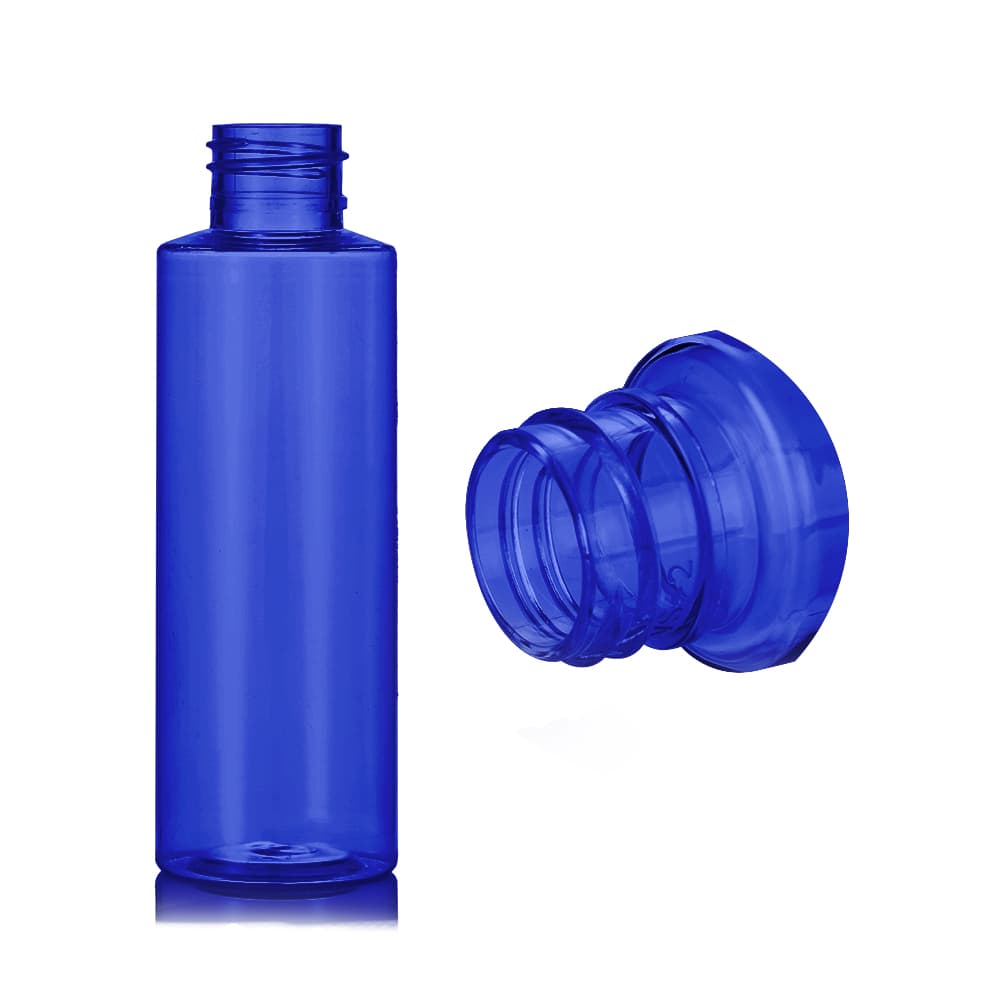 2 oz Blue PET Cylinder Round Bottle with 20-410 neck finish - Product image