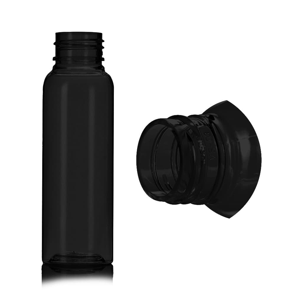 2 oz Black PET Cosmo Bottle with 24-410 neck finish - Product image