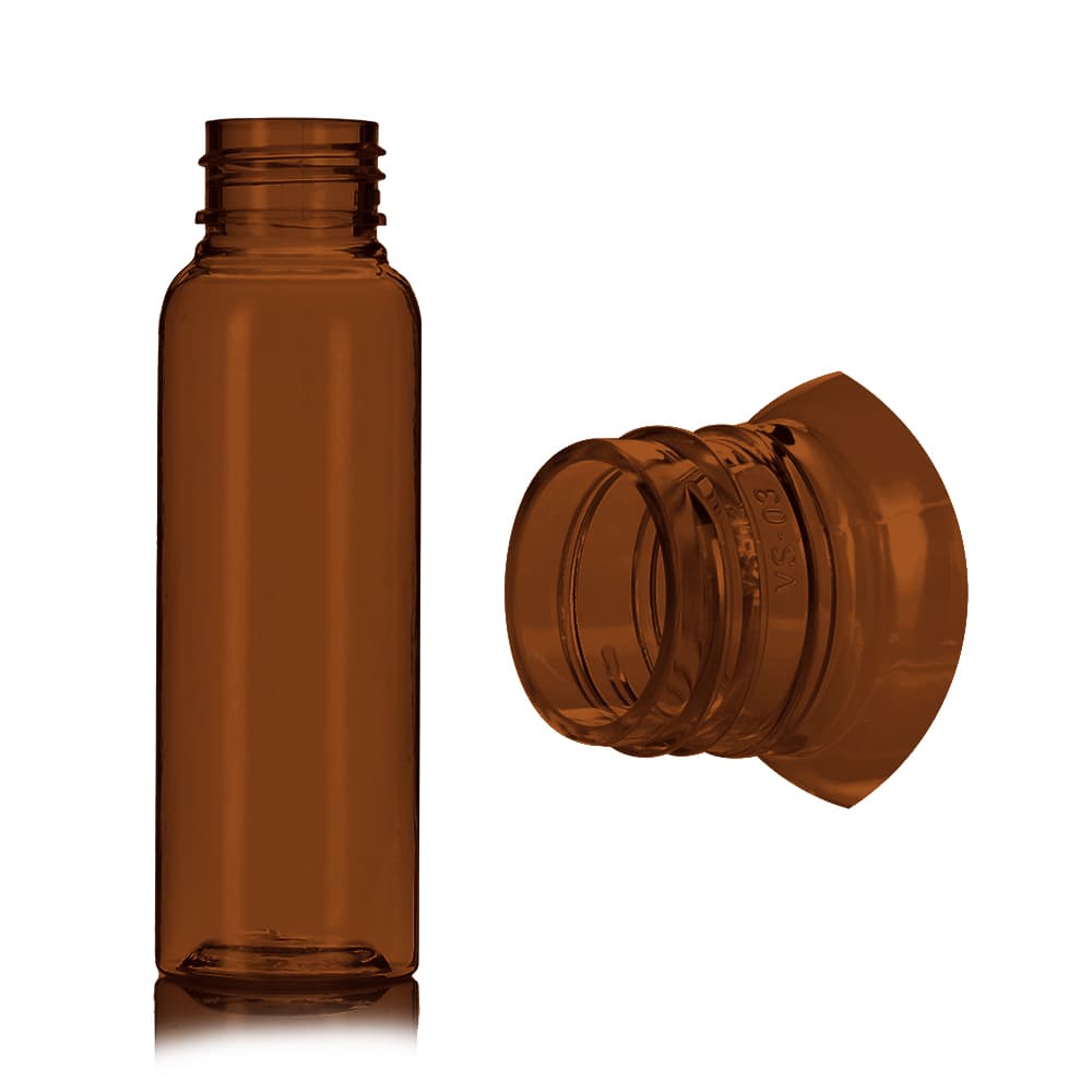2 oz Amber PET Cosmo Bottle with 24-410 neck finish - Product image