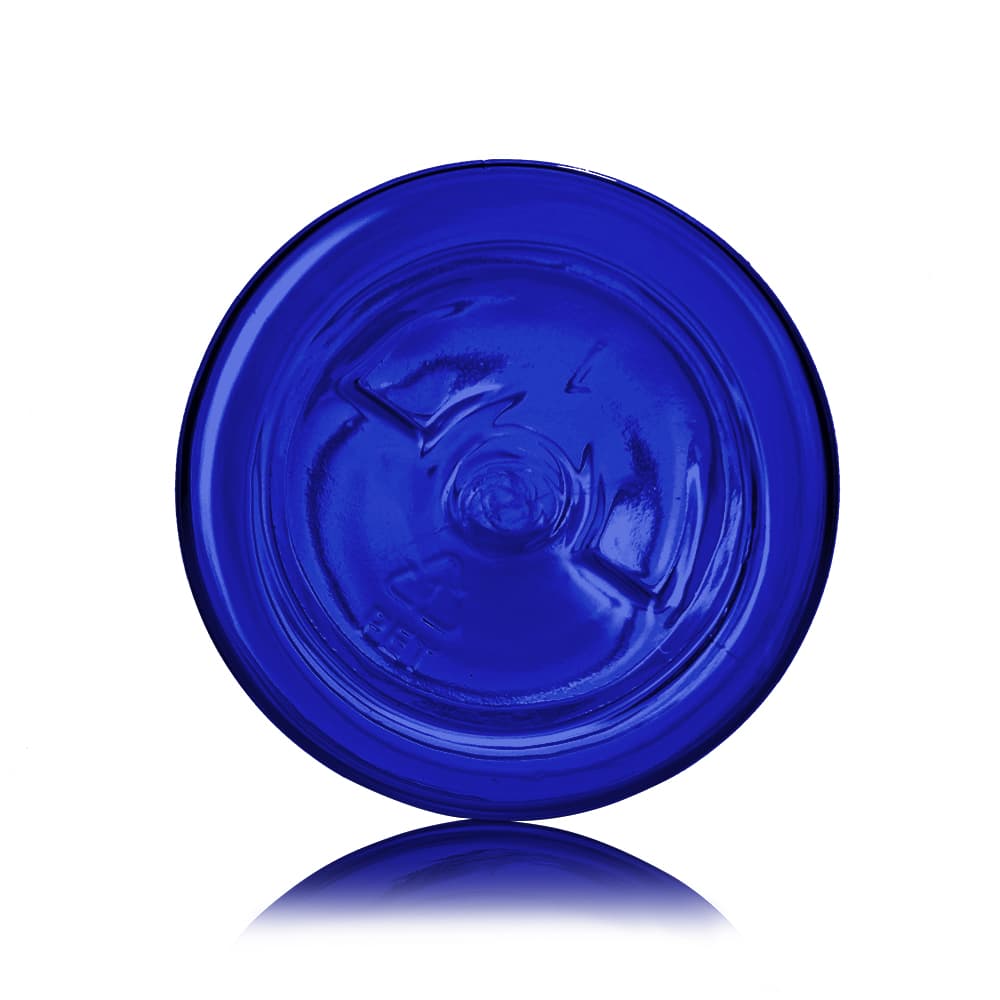 2 oz Blue PET Boston Round Bottle with 20-410 neck finish - Product image