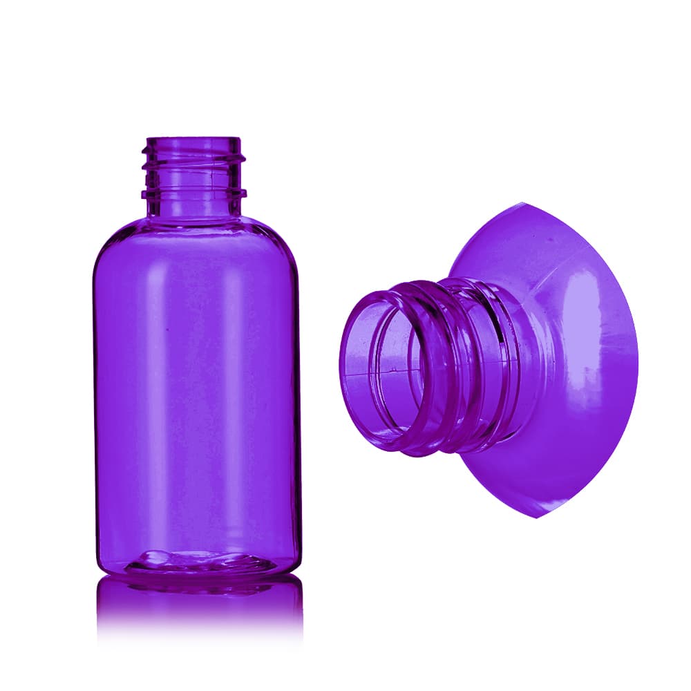 2 oz Purple PET Boston Round Bottle with 20-410 neck finish - Product image