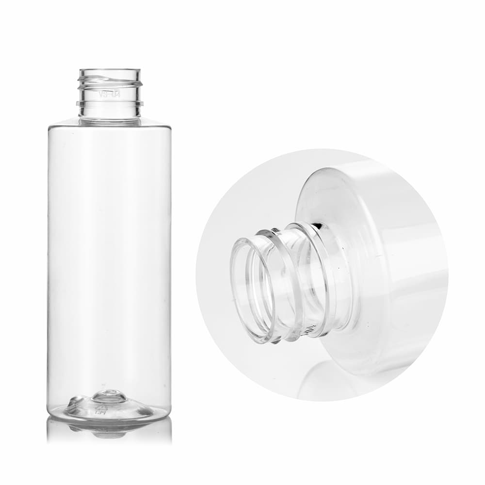 4 oz Clear PET Cylinder Round Bottle with 24-410 neck finish - Product image