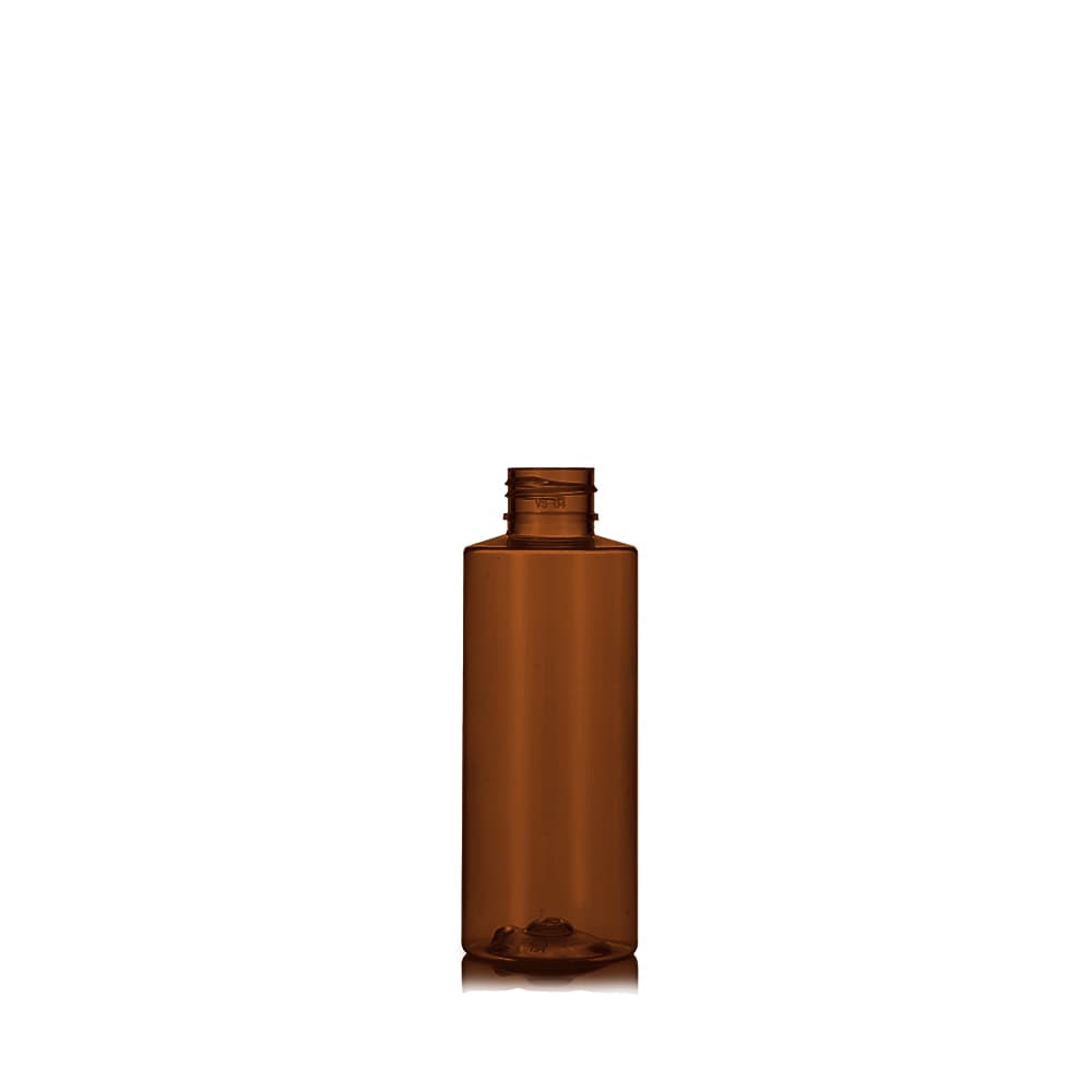 4 oz Amber PET Cylinder Round Bottle with 24-410 neck finish - Product image