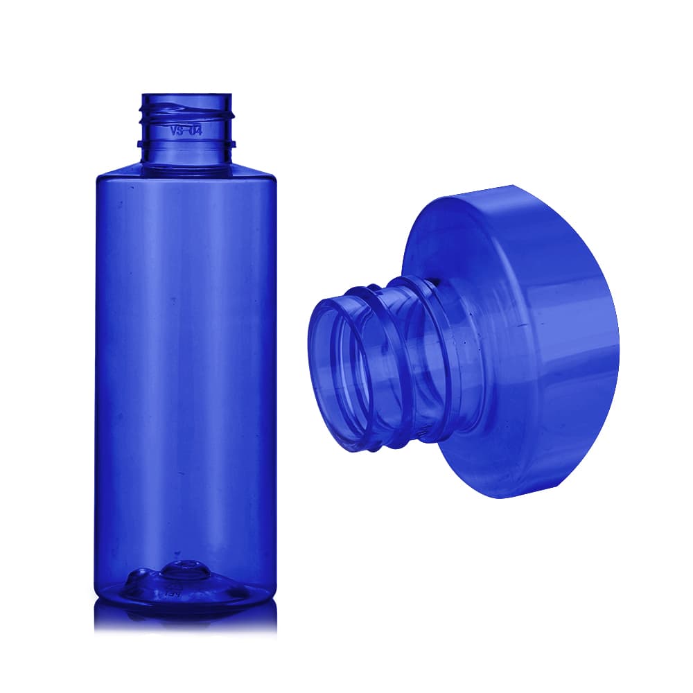 4 oz Blue PET Cylinder Round Bottle with 24-410 neck finish - Product image