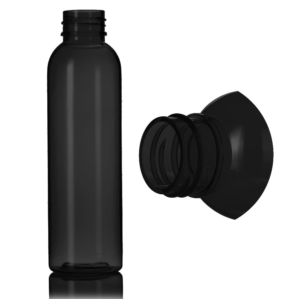 4 oz Black PET Bullet Bottle with 24-410 neck finish - Product image