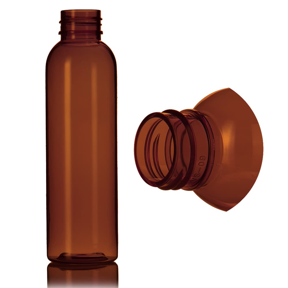 4 oz Amber PET Bullet Bottle with 24-410 neck finish - Product image