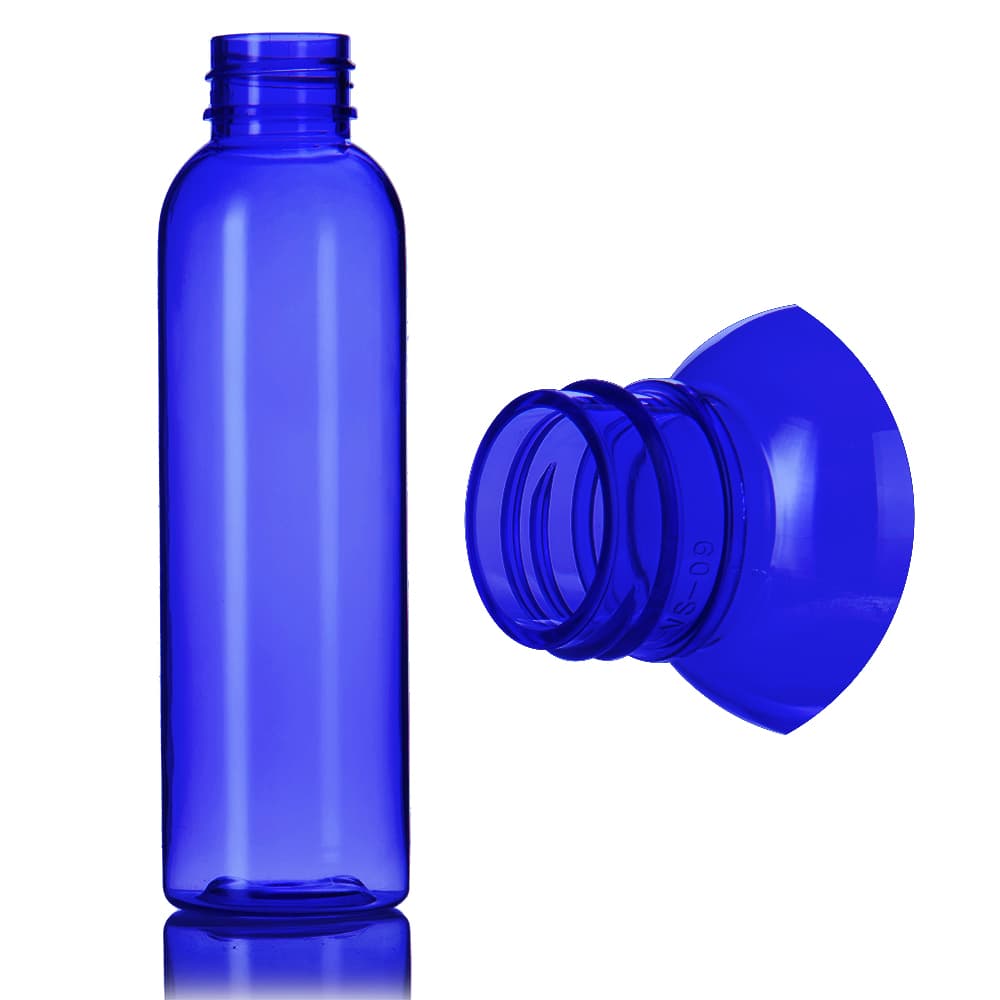 4 oz Blue PET Bullet Bottle with 24-410 neck finish - Product image