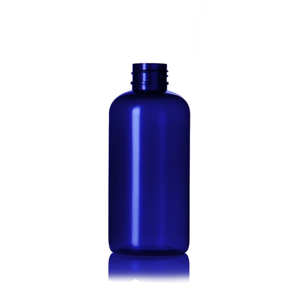 4 oz Blue PET Modern Round Bottle with 24-410 neck finish - Product image