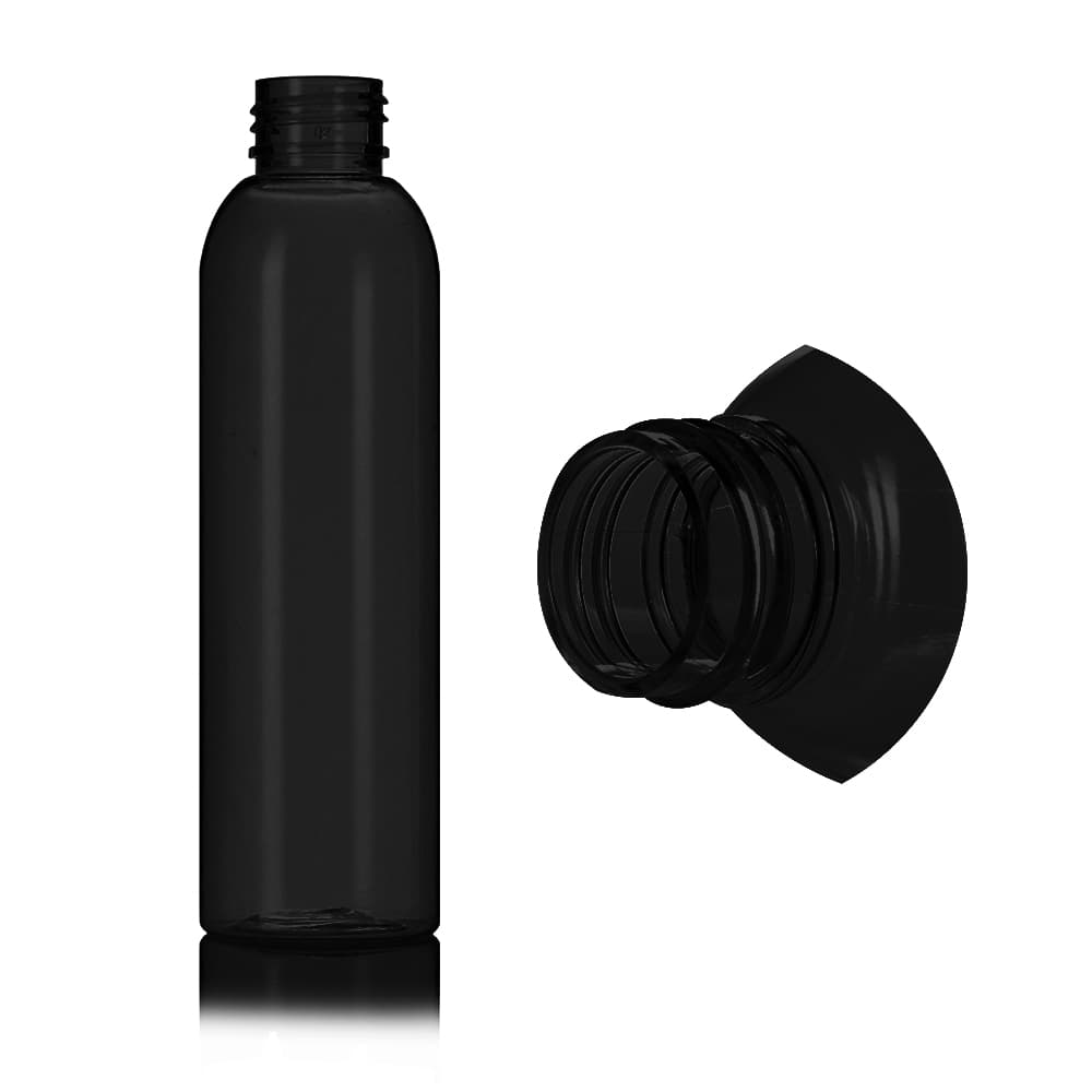 5 oz Black PET Bullet Bottle with 24-410 neck finish - Product image